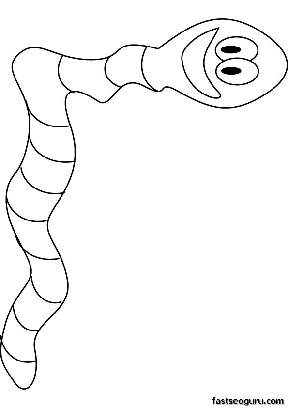 Printable insects Happy Little worm coloring page